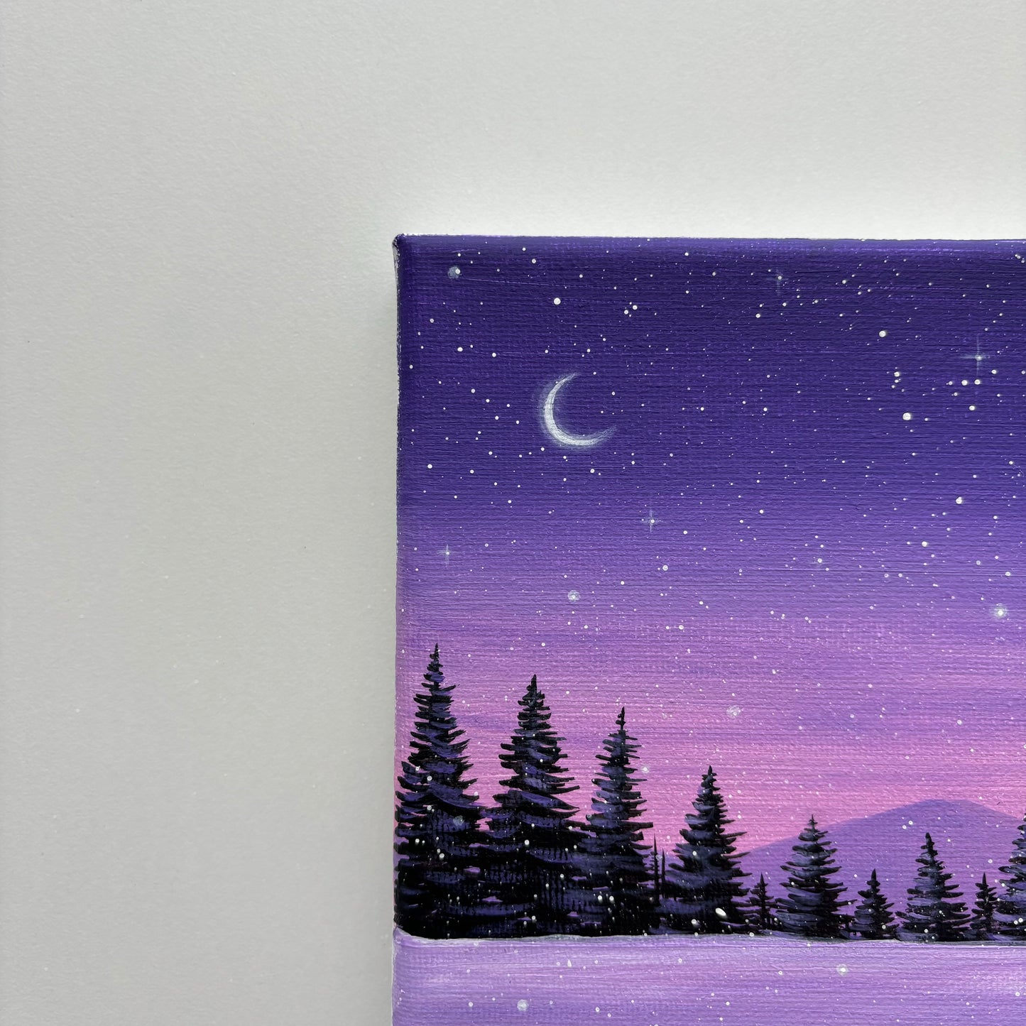 Snowy Sunset Scenery - Mini Original Painting