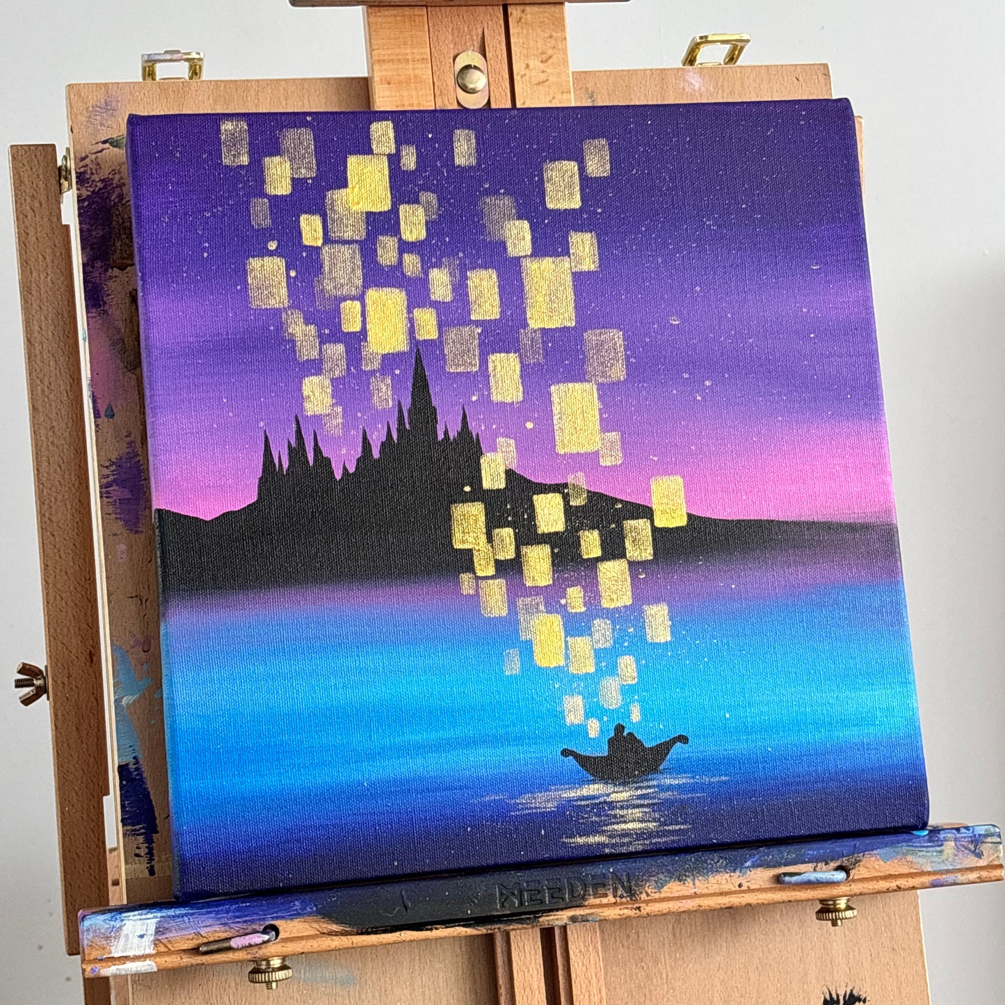 Glowing Lanterns Tangled Original Painting 12 x 12”