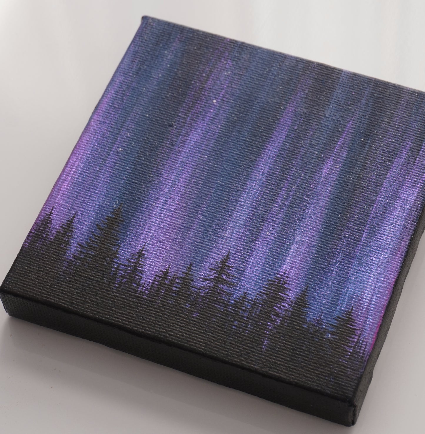 Blue Violet Mini Northern Lights - Original Acrylic Painting