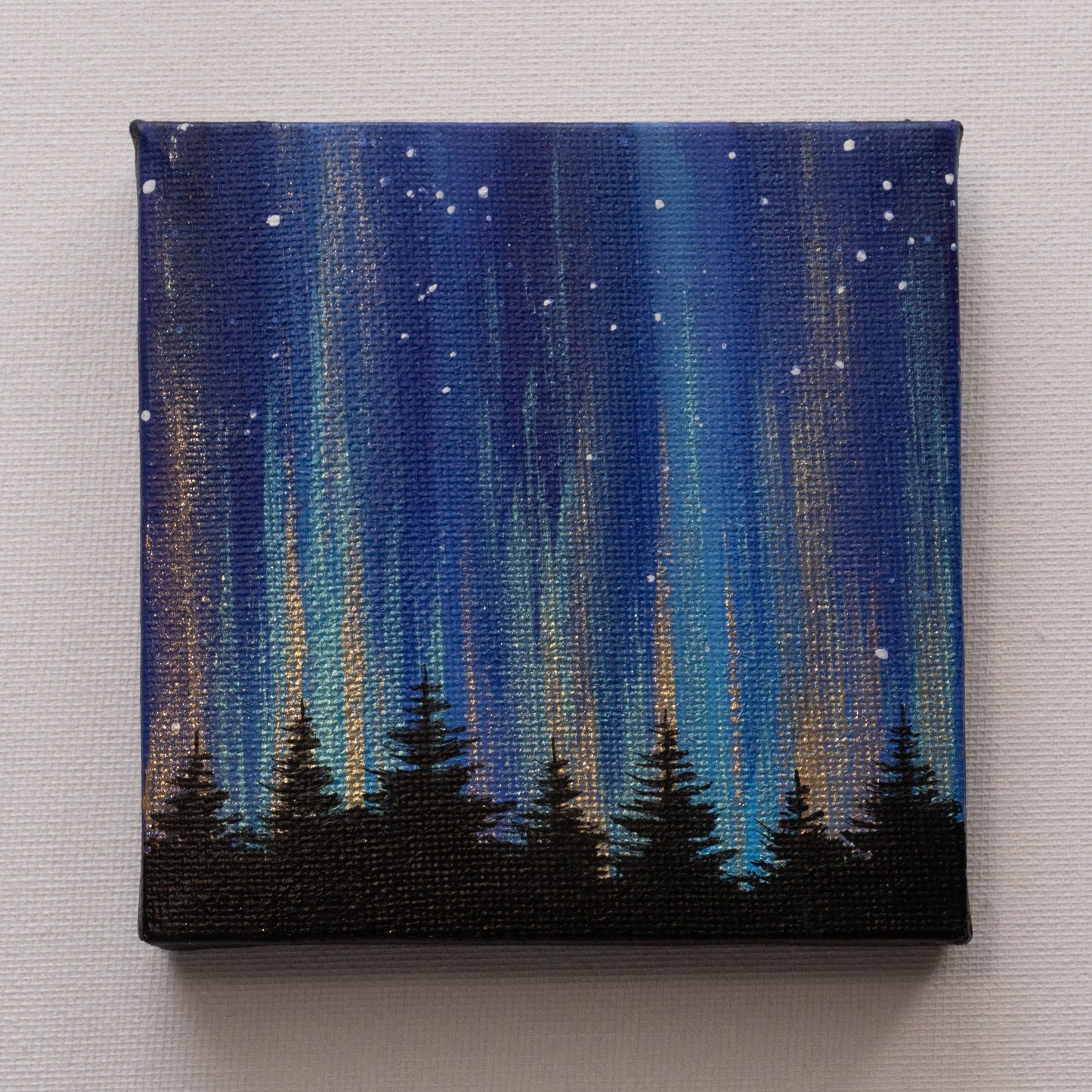 Green Blue Gold Northern Lights - Original Painting