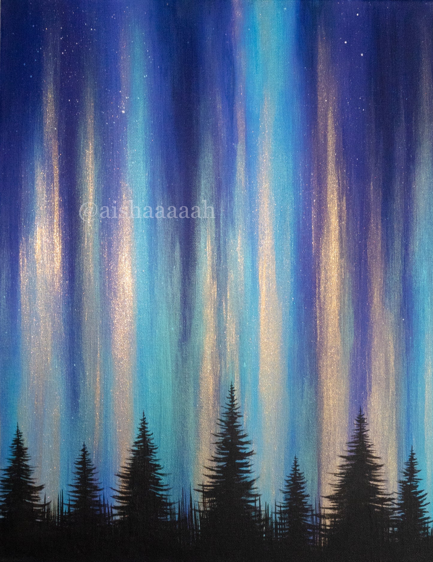 Aurum Turquoise - Acrylic on Canvas, 16 x 20 inches - Original Painting
