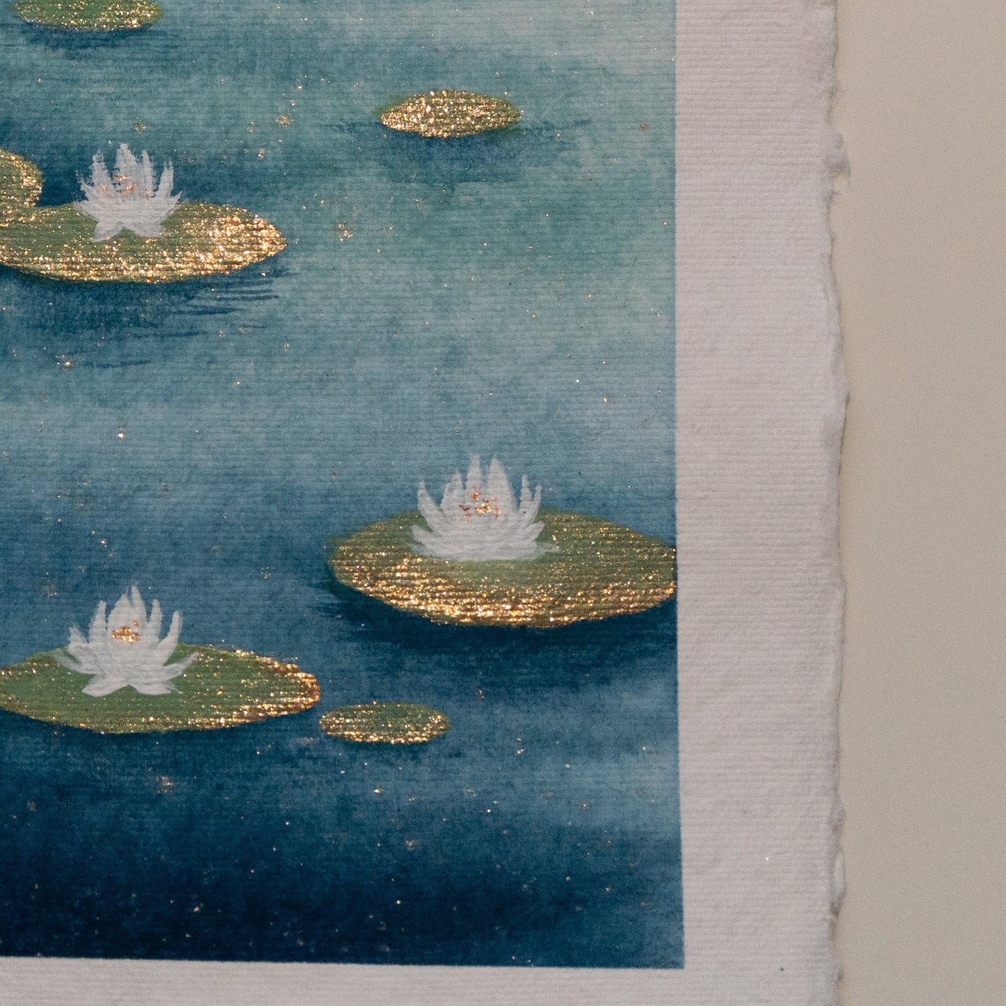 Sparkly Lily Pads Turquoise - Original Painting