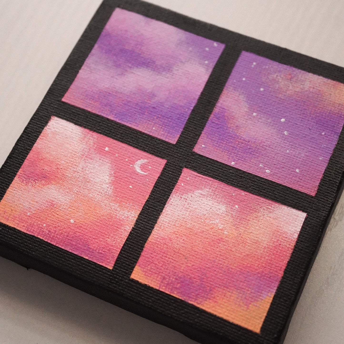 Purple Orange Dreamy Clouds - Original Mini Acrylic Painting