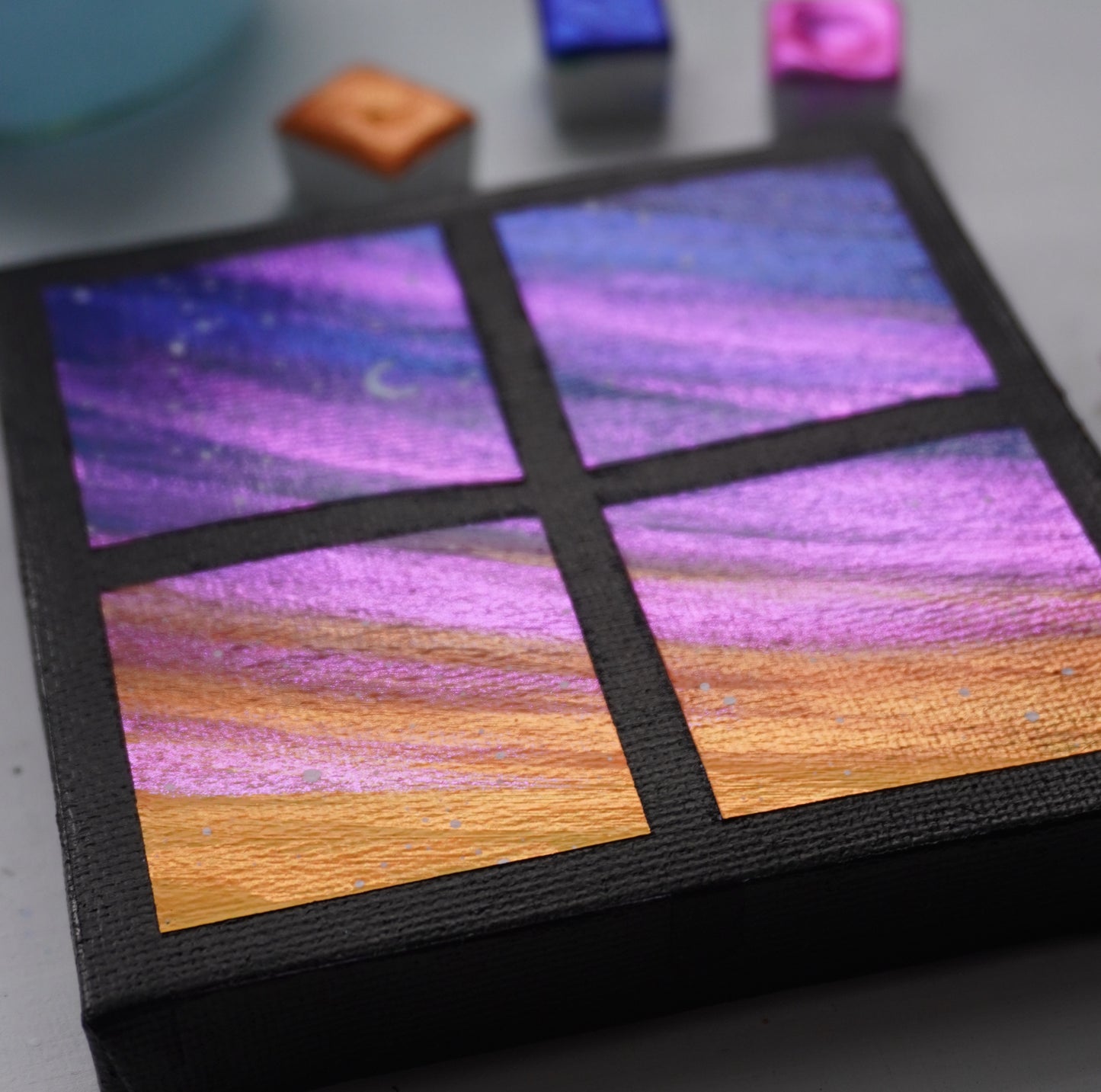 Window Acrylic Painting - Colorful Sunset