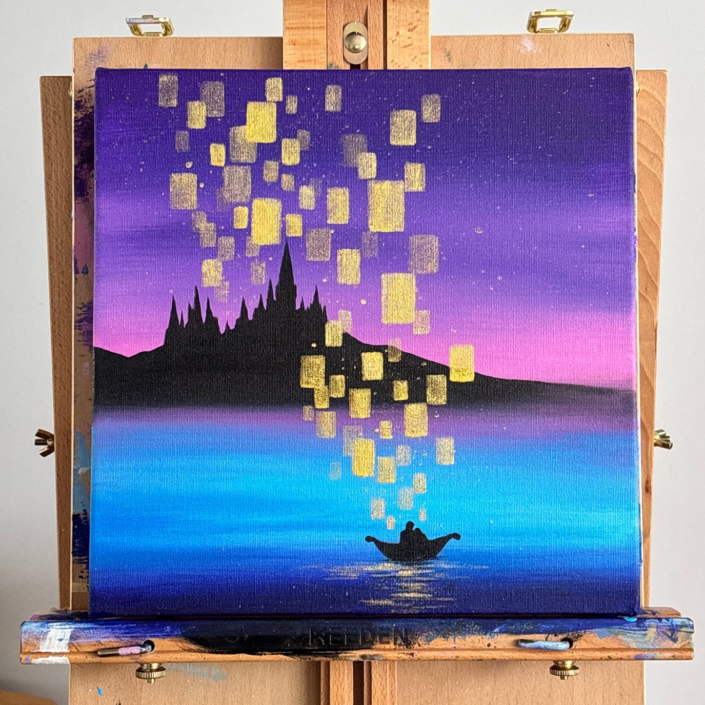 Glowing Lanterns Tangled Original Painting 12 x 12”