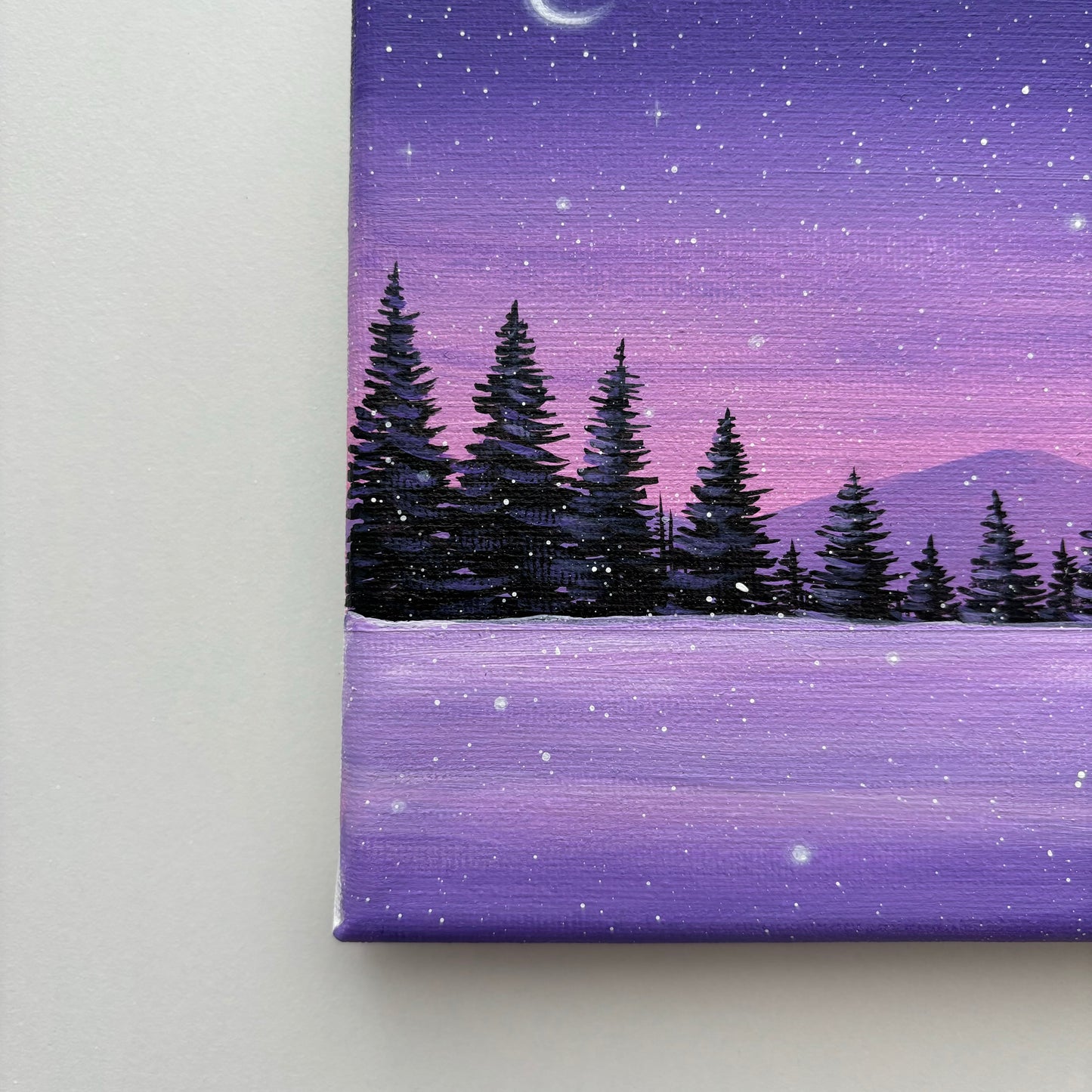 Snowy Sunset Scenery - Mini Original Painting