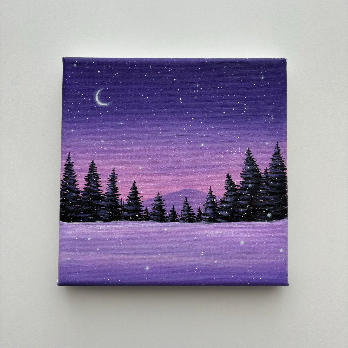 Snowy Sunset Scenery - Mini Original Painting