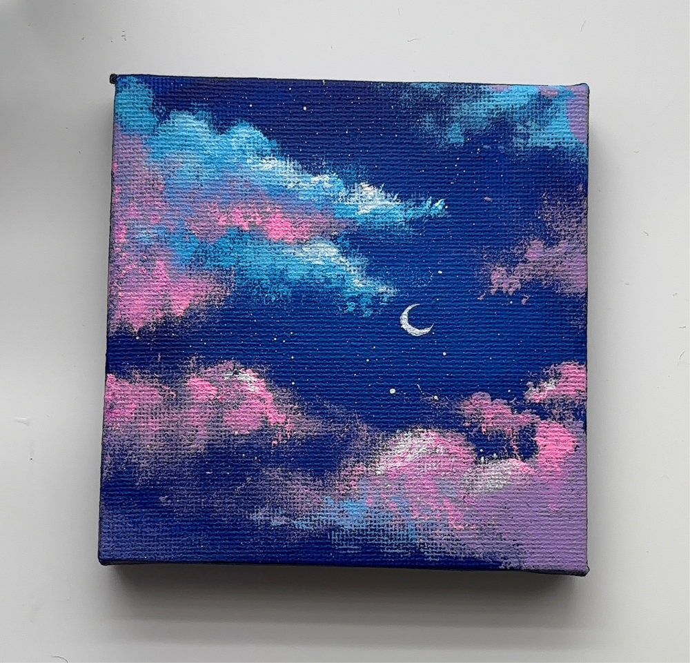 Dreamy Clouds Night - Mini Painting