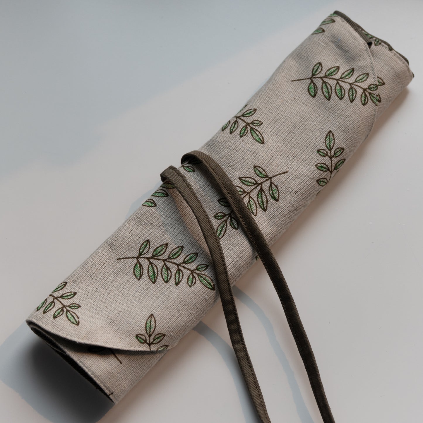 Spring Ferns - Handmade Cotton Paintbrush Roll
