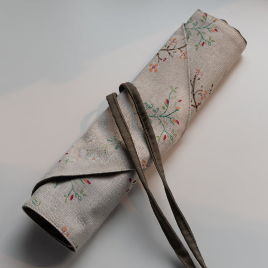 Meadow Blooms - Handmade Cotton Paintbrush Roll