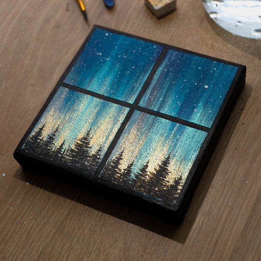 Northern Lights Mini Window Acrylic Painting - MADE TO ORDER