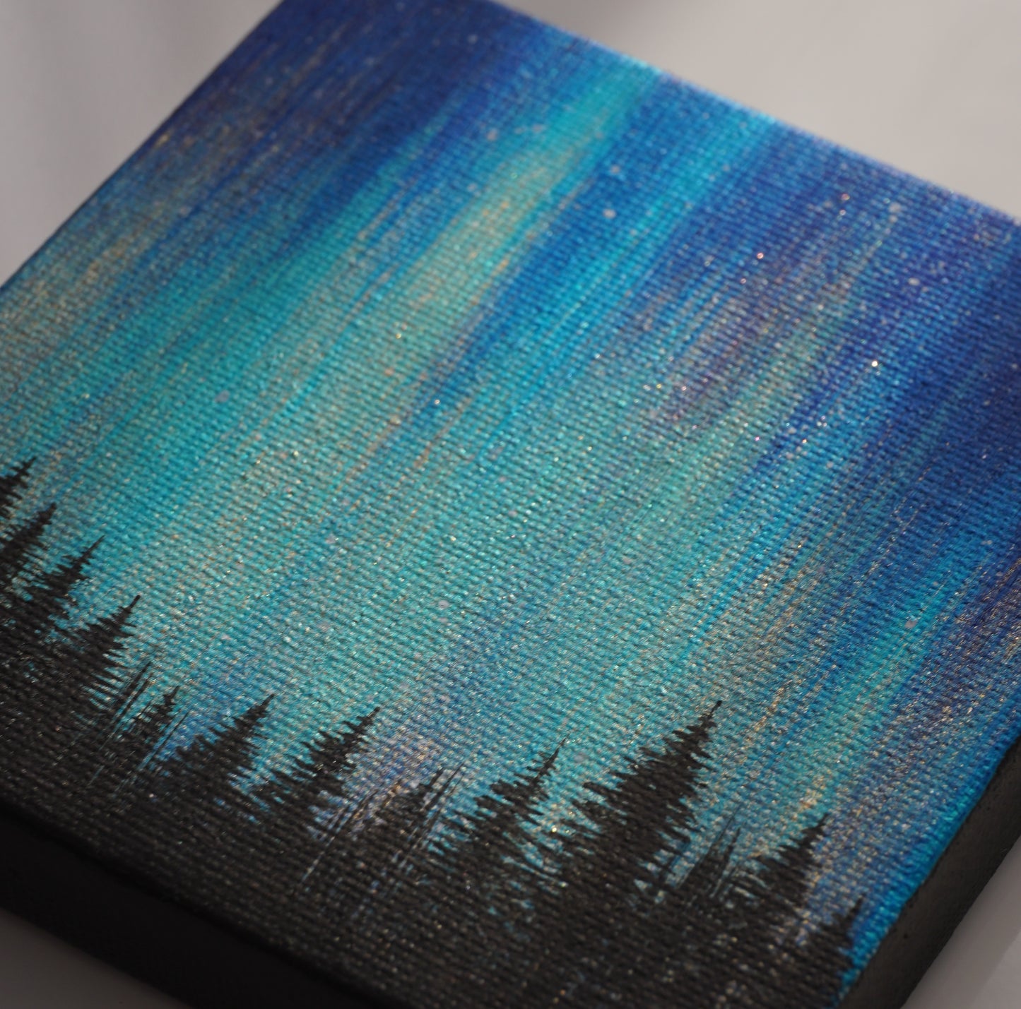 
                  
                    Turquoise Gold Northern Lights - Mini Original Acrylic Painting
                  
                