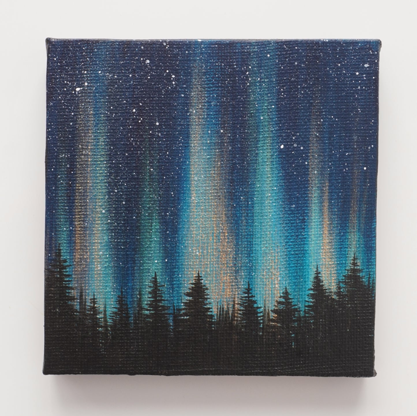 
                  
                    Gold Blue Green Northern Lights - Mini Original Acrylic Painting
                  
                