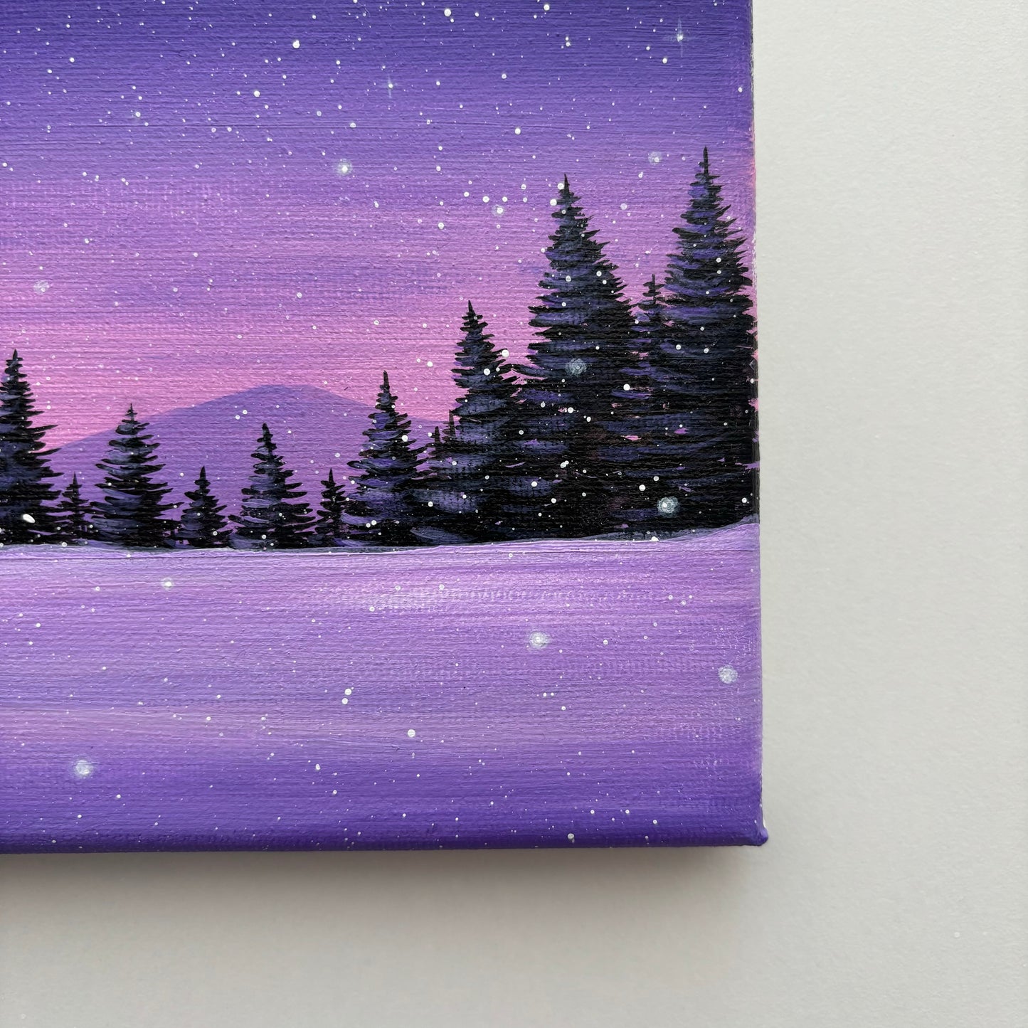 Snowy Sunset Scenery - Mini Original Painting