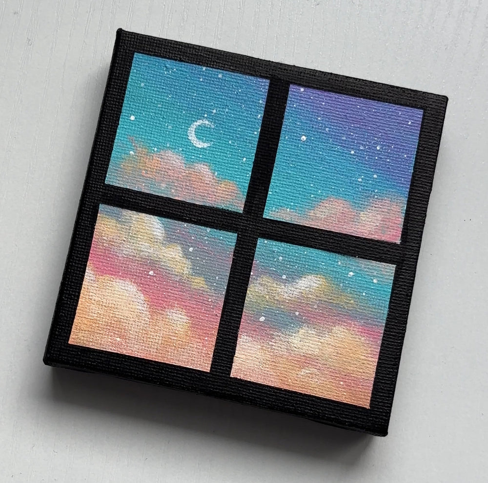Colorful Dreamy Clouds - Original Mini Acrylic Painting