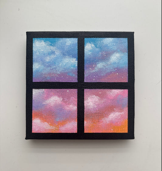 Mini Dreamy Clouds - Original Painting 4 x 4”