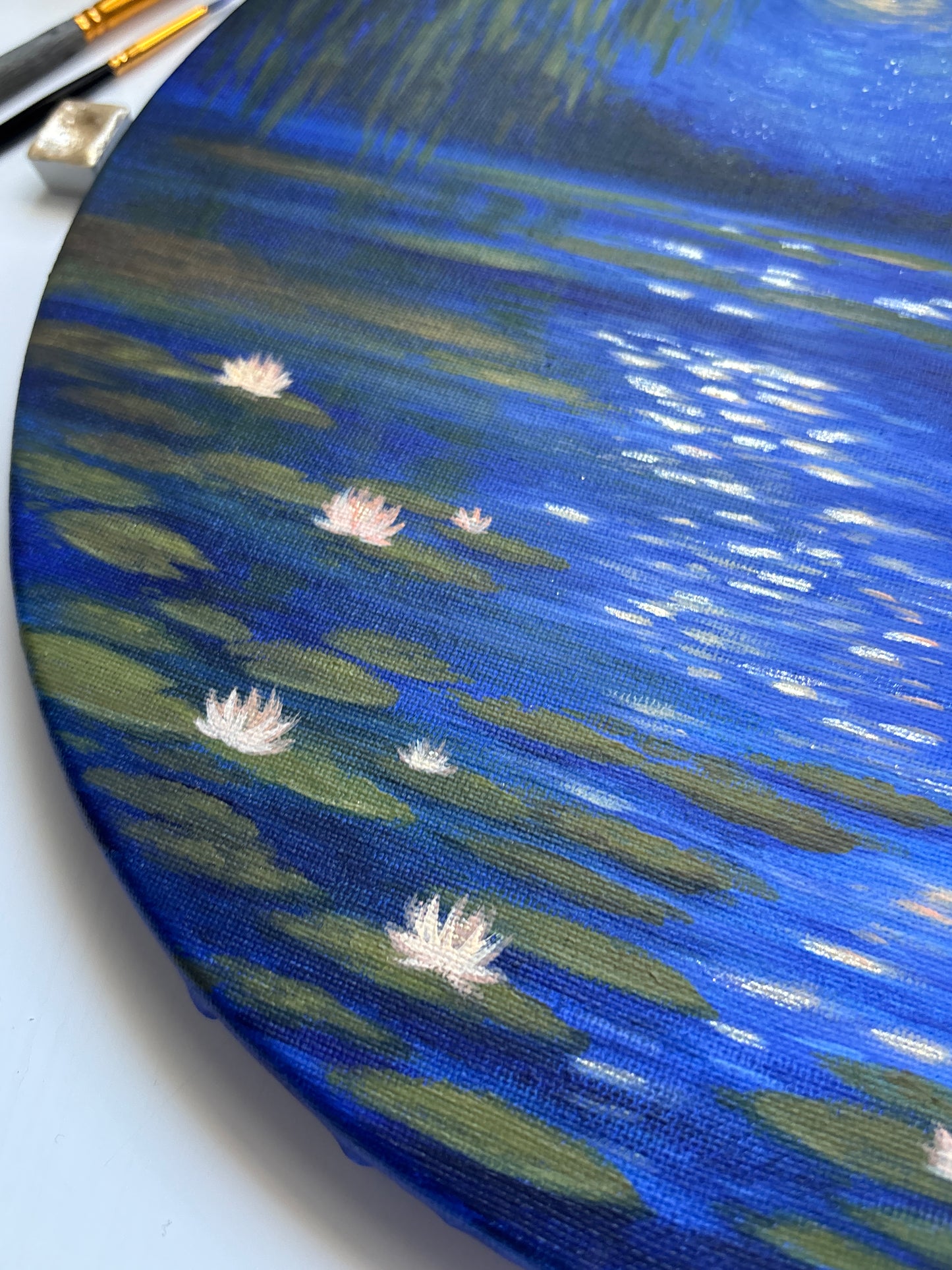 Lily Pond Starry Night - Original Painting