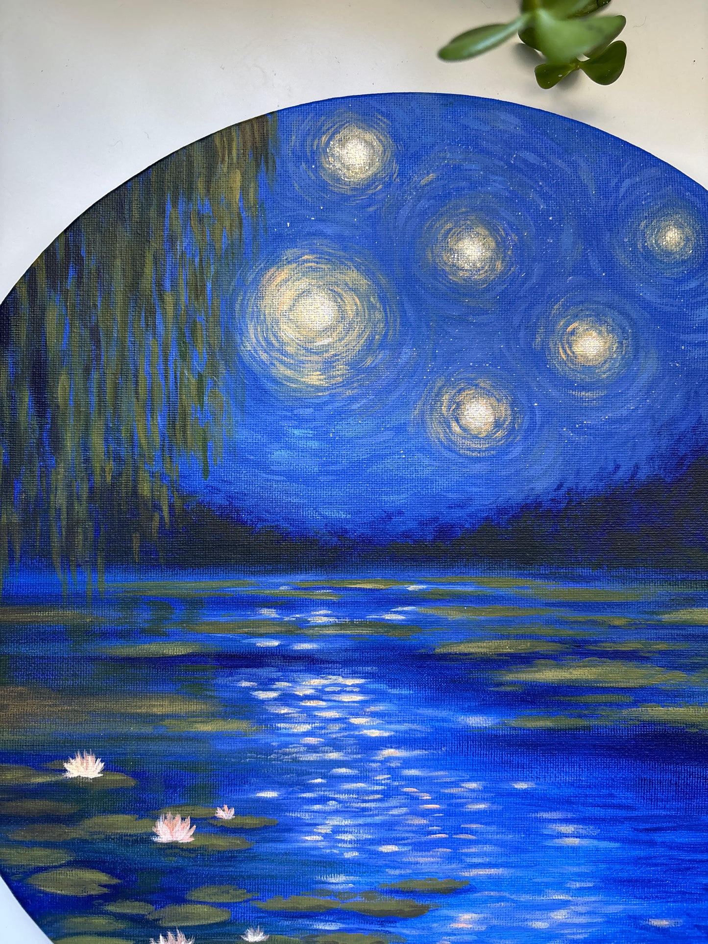 Lily Pond Starry Night - Original Painting