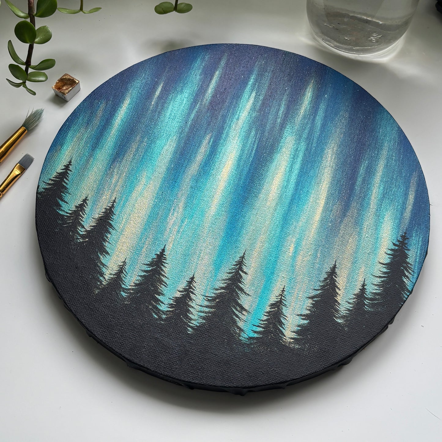 Northern Lights Blue Gold - Original Painting