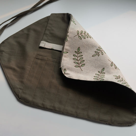 Spring Ferns - Handmade Cotton Paintbrush Roll