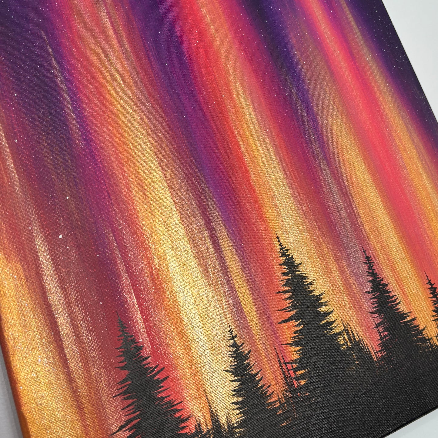 Gold Northern Lights - Acrylic on Canvas, 16 x 20 inches - Original Painting