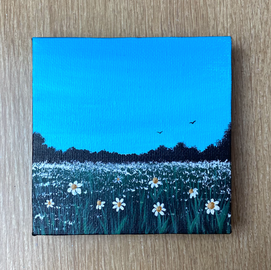 Daisy Flower Field | Original Mini Acrylic Painting