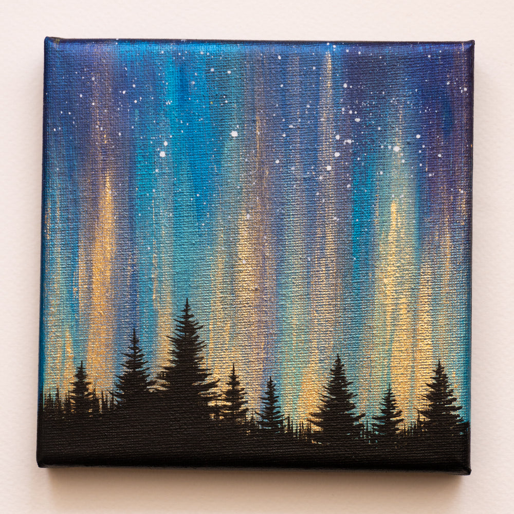 
                  
                    Northern Lights Acrylic Painting - Blue Green & Gold
                  
                