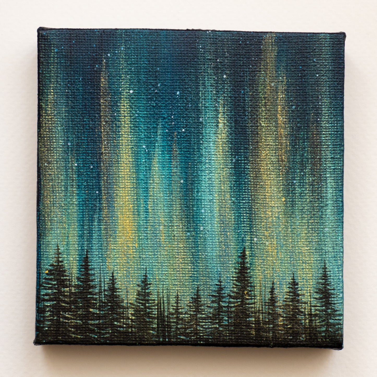 
                  
                    Northern Lights Acrylic Painting - Prussian Blue Green Gold
                  
                