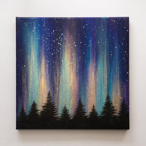
                  
                    Turquoise Gold Northern Lights 10 x 10" - Original Painting
                  
                