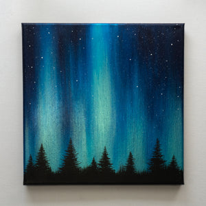 
                  
                    Blue Green Northern Lights 10 x 10" - Original Painting
                  
                