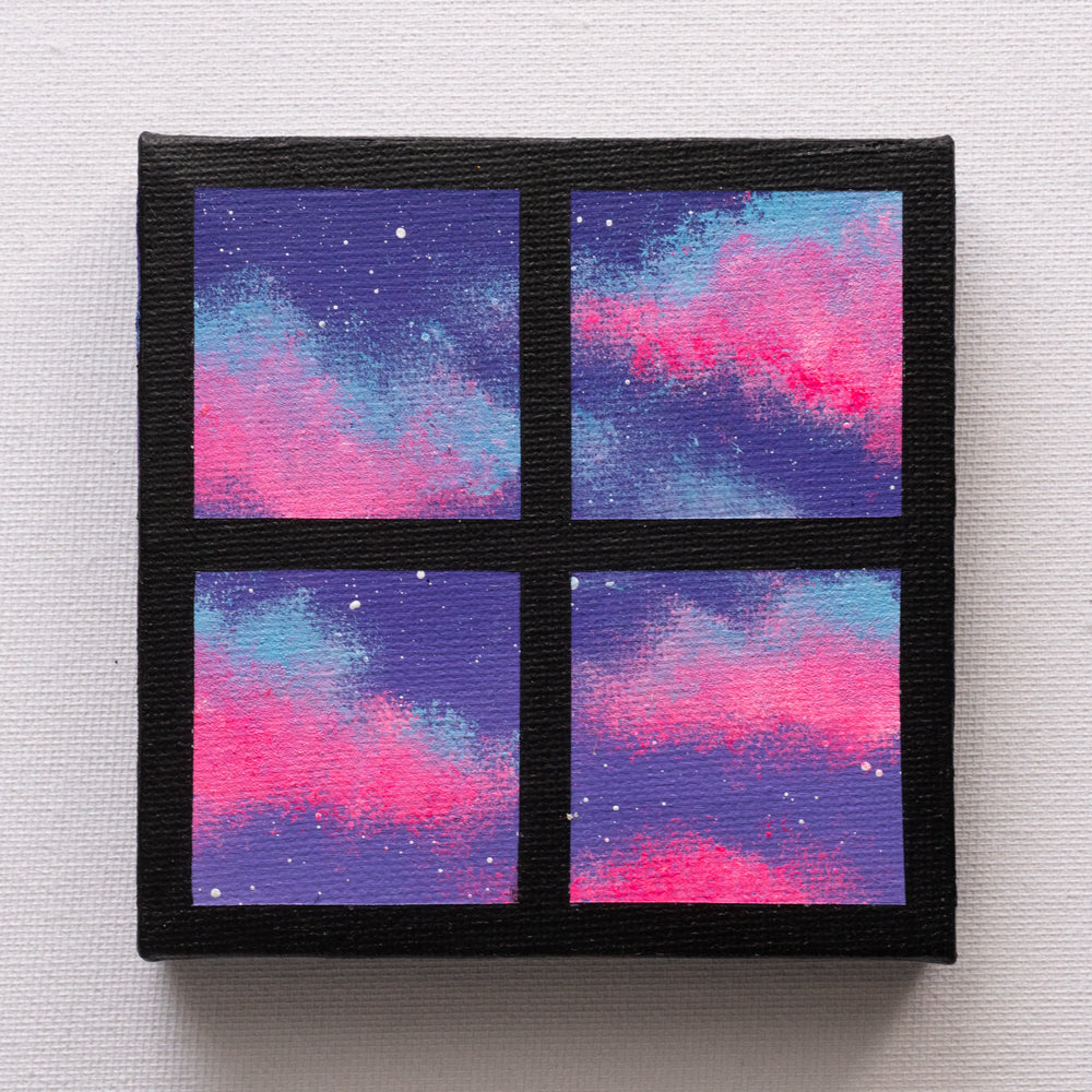 Pink Blue Clouds Window - Original Painting