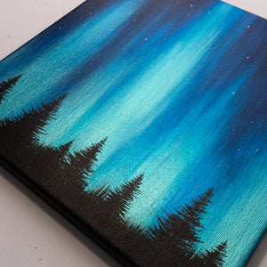 
                  
                    Blue Green Northern Lights 10 x 10" - Original Painting
                  
                