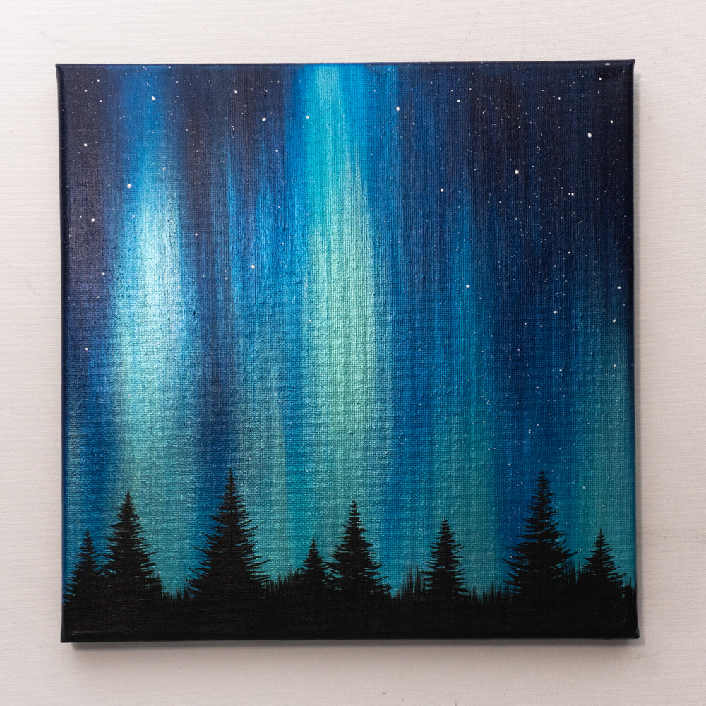 
                  
                    Blue Green Northern Lights 10 x 10" - Original Painting
                  
                