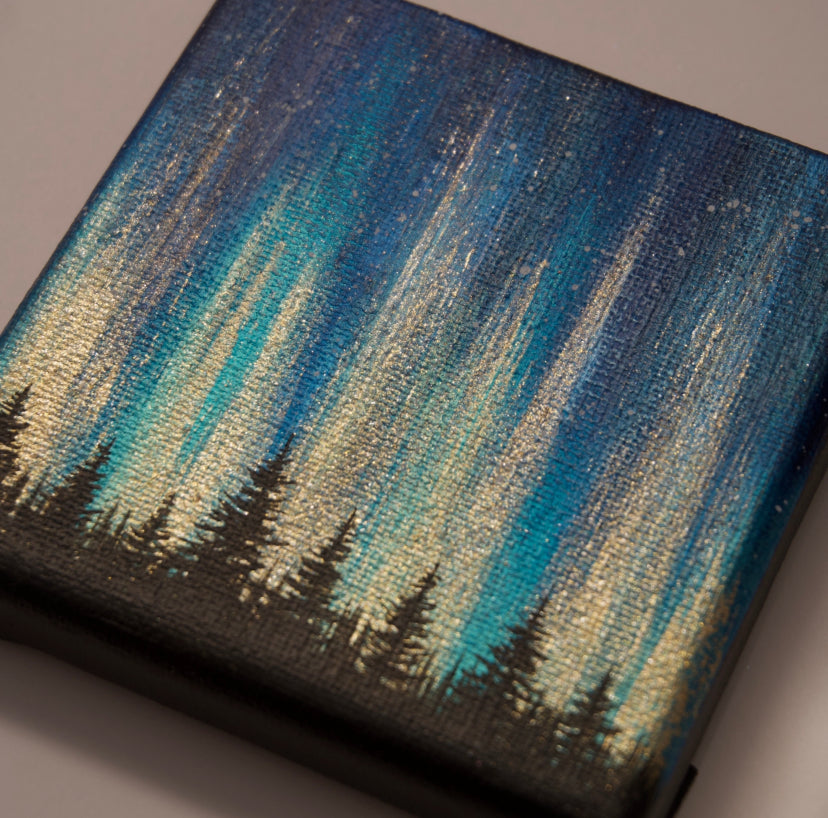 
                  
                    Northern Lights Acrylic Painting - Blue Green Gold
                  
                