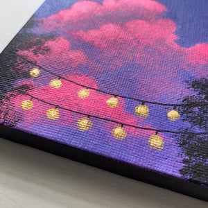 
                  
                    Pink Clouds & String Lights - Original Mini Painting
                  
                