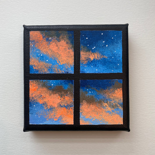 Dreamy Orange Clouds Mini Painting