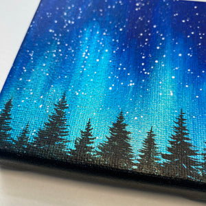 
                  
                    Blue Green Northern Lights Forest - Original Mini Painting
                  
                