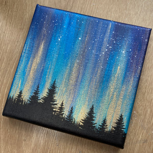 
                  
                    Northern Lights Acrylic Painting - Blue Green & Gold
                  
                