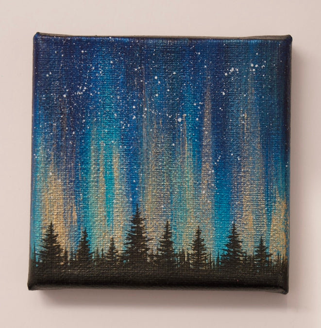 
                  
                    Northern Lights Acrylic Painting - Blue Green Gold
                  
                