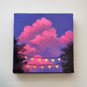 
                  
                    Pink Clouds & String Lights - Original Mini Painting
                  
                