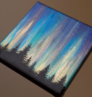 
                  
                    Northern Lights Acrylic Painting - Blue Green & Gold
                  
                