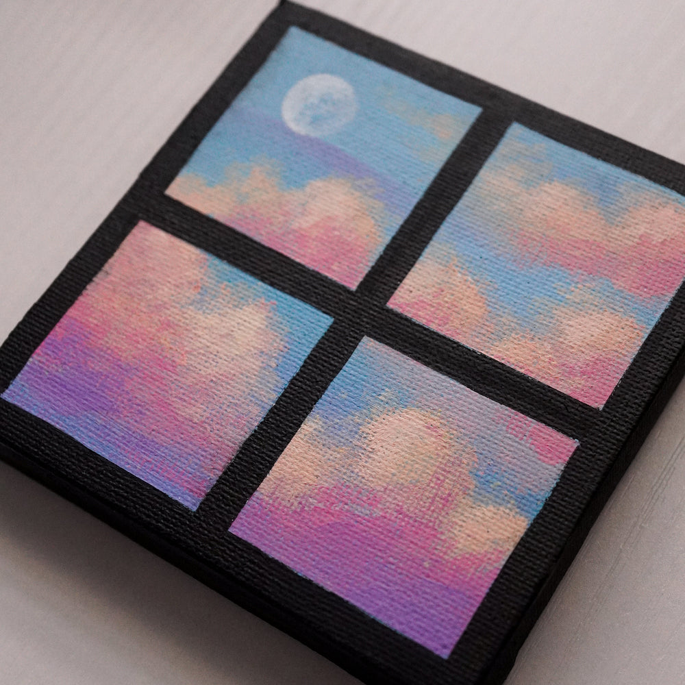 'Vibrant Sunset Clouds' - Original Mini Acrylic Painting