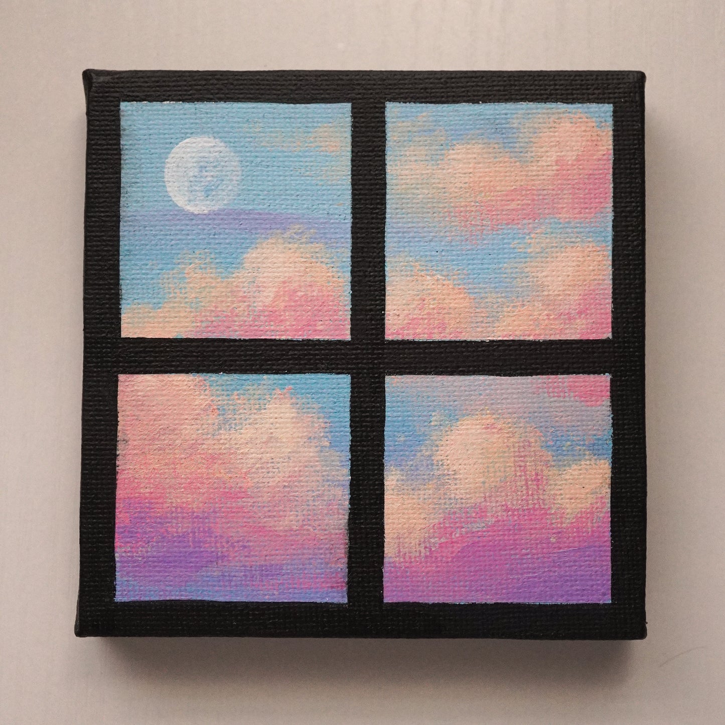 'Vibrant Sunset Clouds' - Original Mini Acrylic Painting