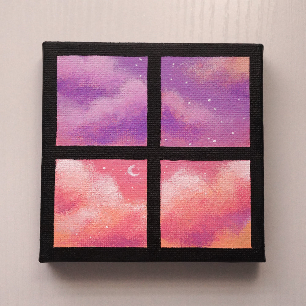 
                  
                    Purple Orange Dreamy Clouds - Original Mini Acrylic Painting
                  
                