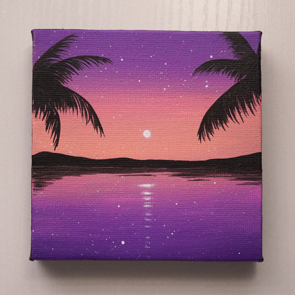 Palm Tree Moonlight - Original Mini Acrylic Painting