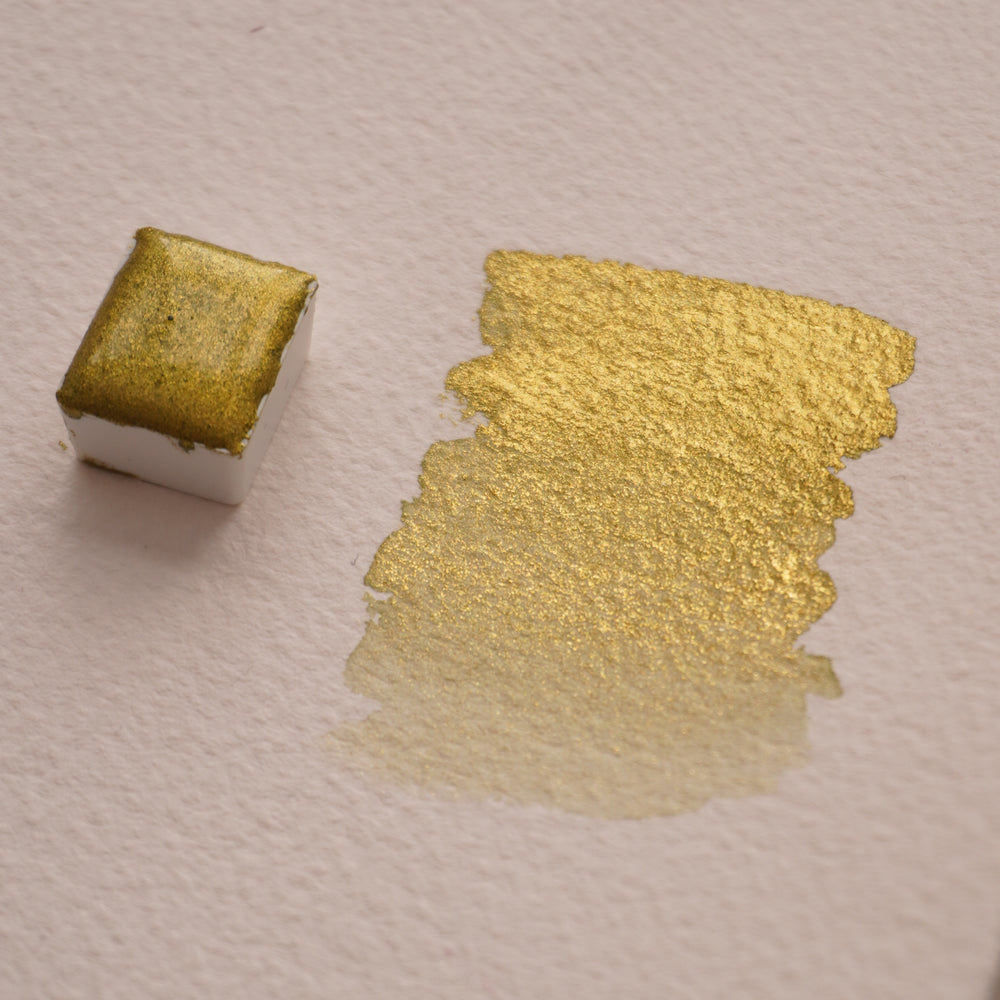 Olive Gold Sparkle Half Pan Watercolour
