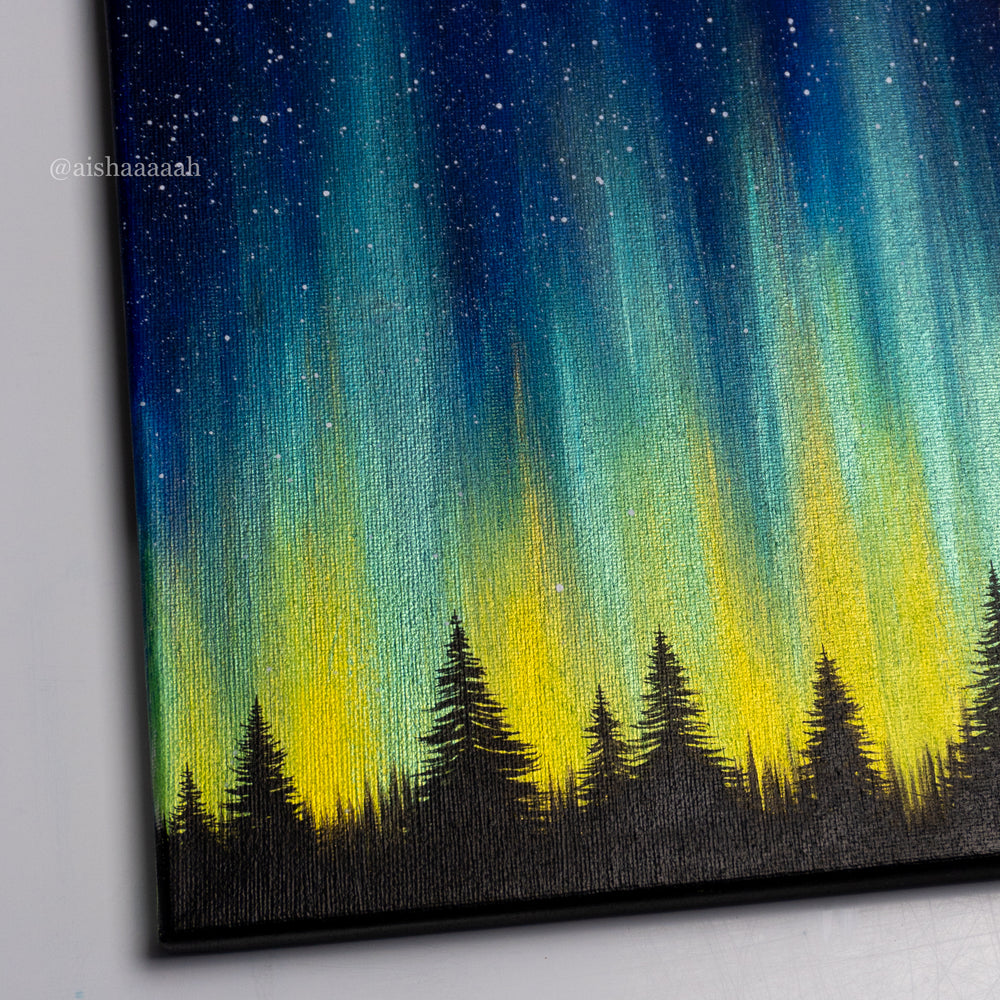 
                  
                    Northern Lights Acrylic Painting - Blue Green Yellow
                  
                