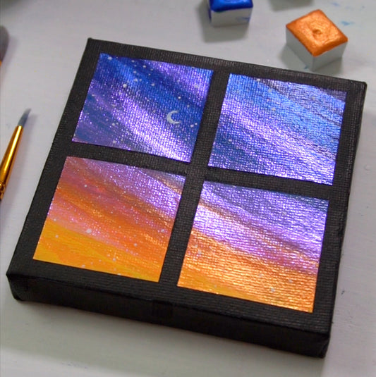 Window Acrylic Painting - Colorful Sunset